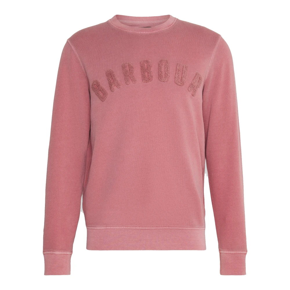 Barbour Washed Prep Logo Sweater met Ronde Hals Pink Heren
