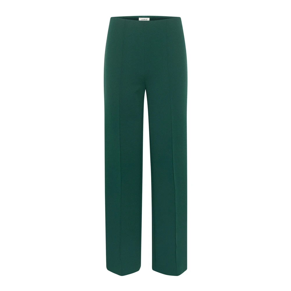 Soaked In Luxury Green Rain Forest Trousers With Elastic Waist - Female - Straight Trousers - S - Trousers