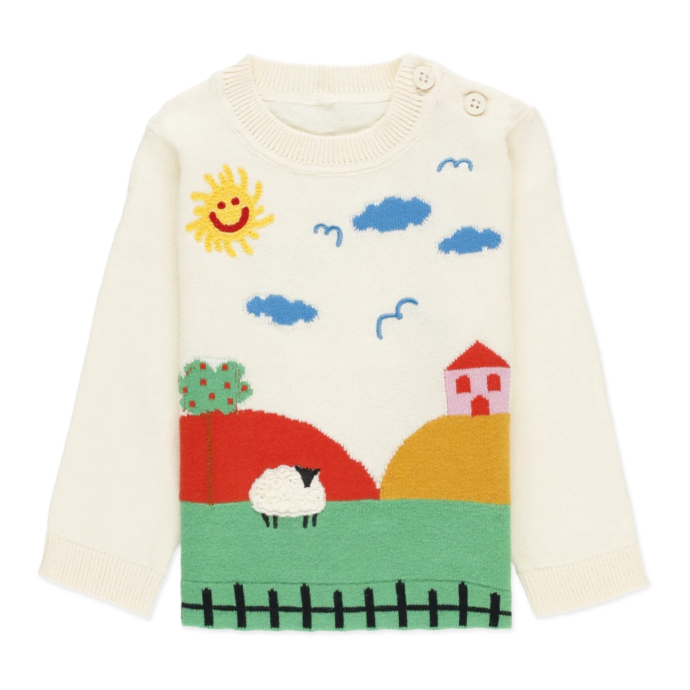 Stella Mccartney Girls Multicolor Knitwear,, Embroidered Junior Cotton Jumper Medium Kids