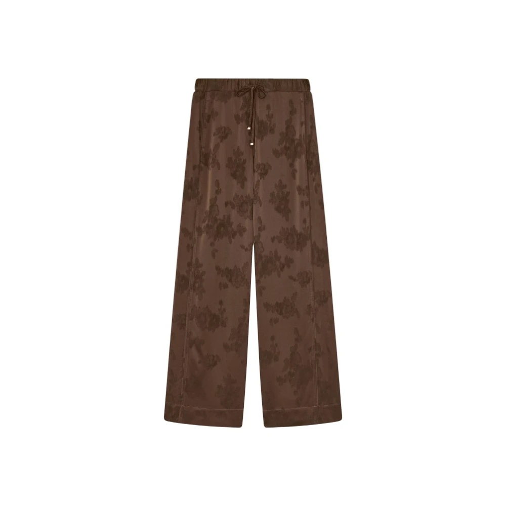 Ganni Women's Brown Wide Trousers, L, Wide Trousers