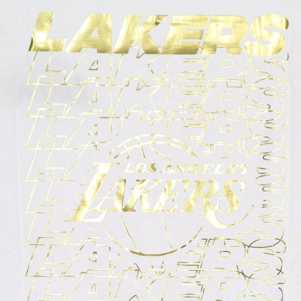 new era NBA Stacked Metallic Tee Los Angeles Lakers White Heren