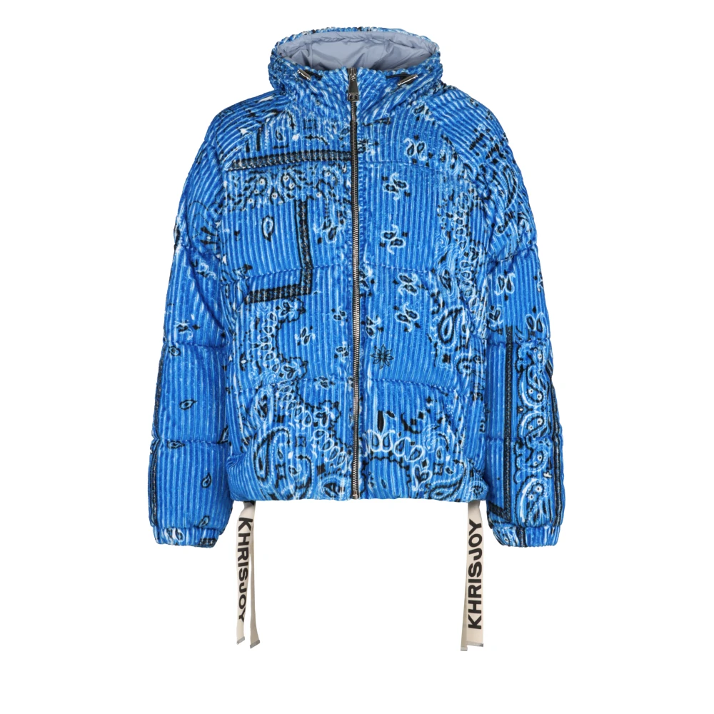 Corduroy Hooded Down Jacket with Logoed Ribbons - Khrisjoy - Modalova