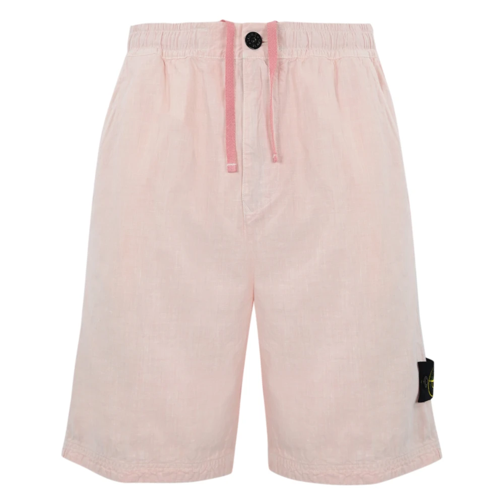 Stone Island Roze Linnen Bermuda Shorts Pink Heren