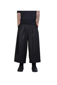 Czarne Unisexowe Szerokie Spodnie z Wełny LW510