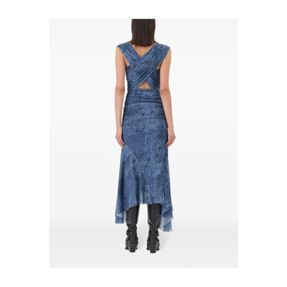 Ganni Midi Jurk in Marl Stijl Blue Dames
