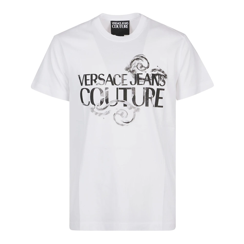 Versace Jeans Couture Wit Watercolor Logo T-Shirt White Heren