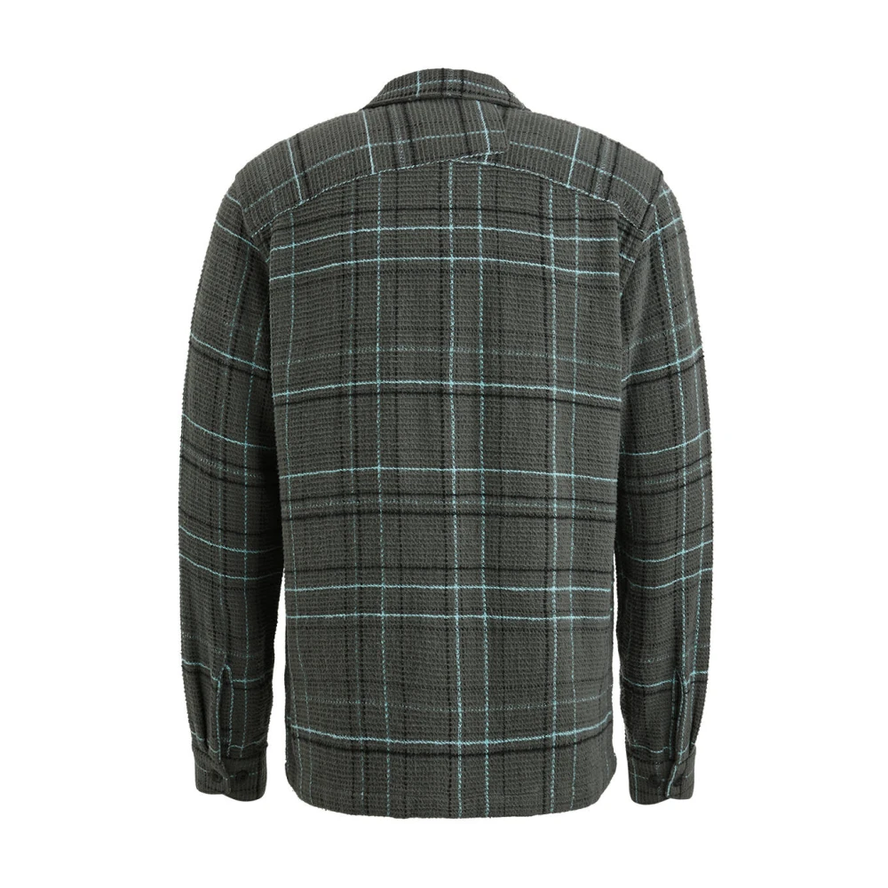 Cast Iron Check Regular Lange Mouw Overshirt Blue Heren