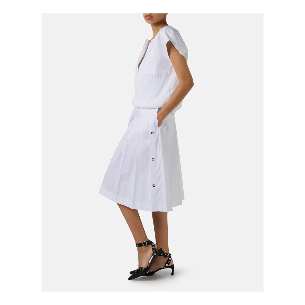 Iceberg Witte geplooide rok met norHeren taille in katoenen popeline White Dames