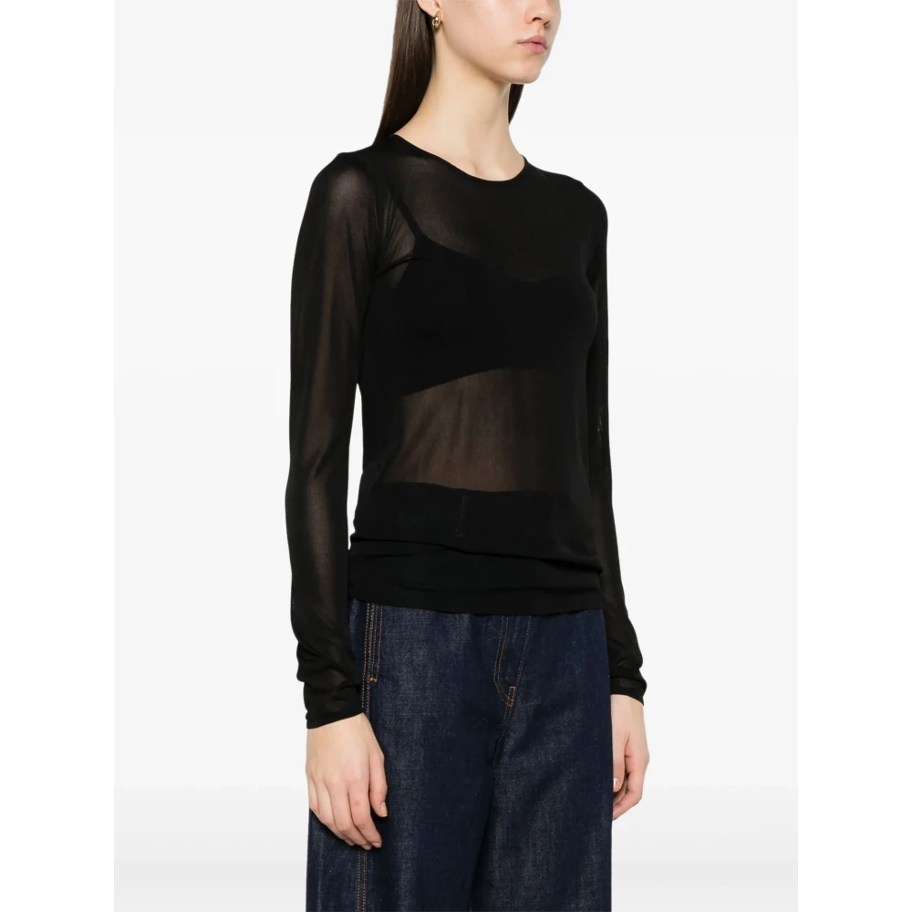 Golden Goose Long Sleeve Top Viscosa Knit Black Dames