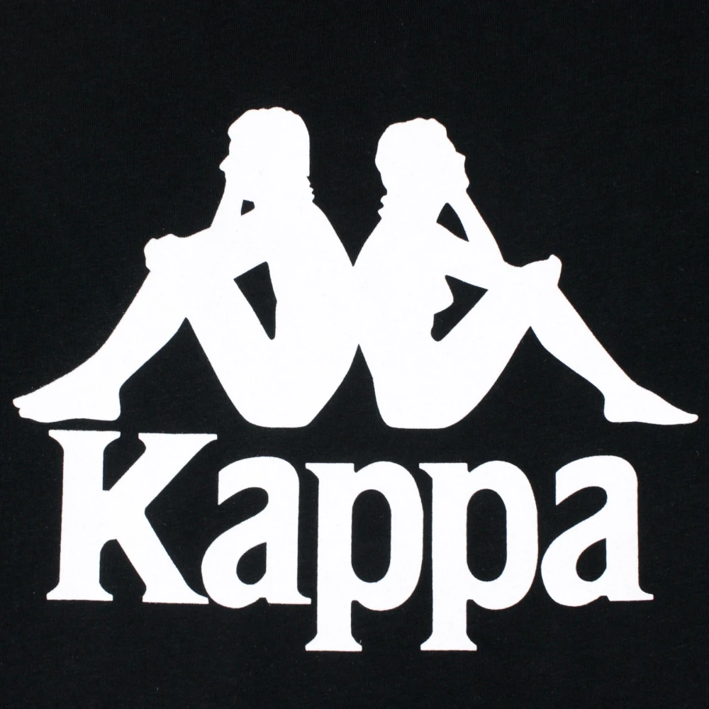 Kappa Slim Heren T-Shirt Zwart Wit Black Heren
