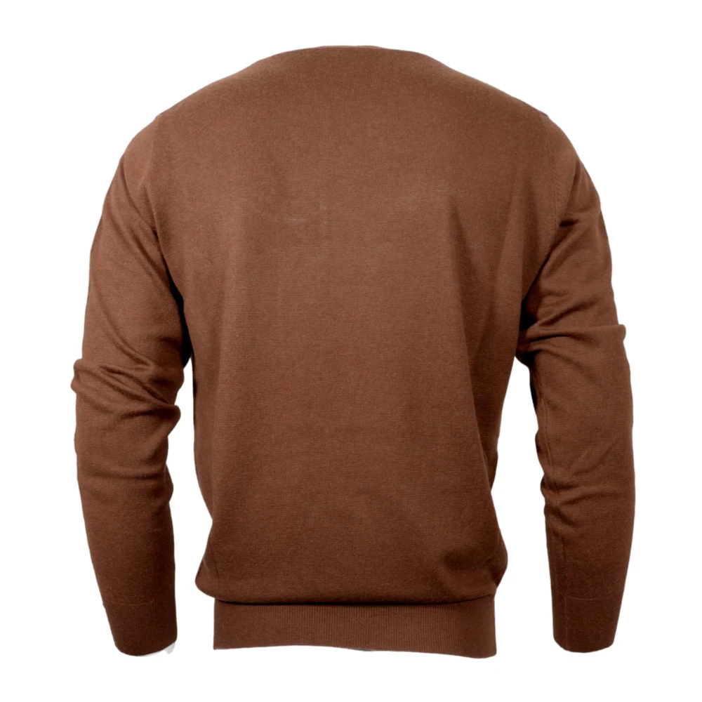 Cashmere Company Bruine Kasjmier Zijden Trui Slim Fit Brown Heren