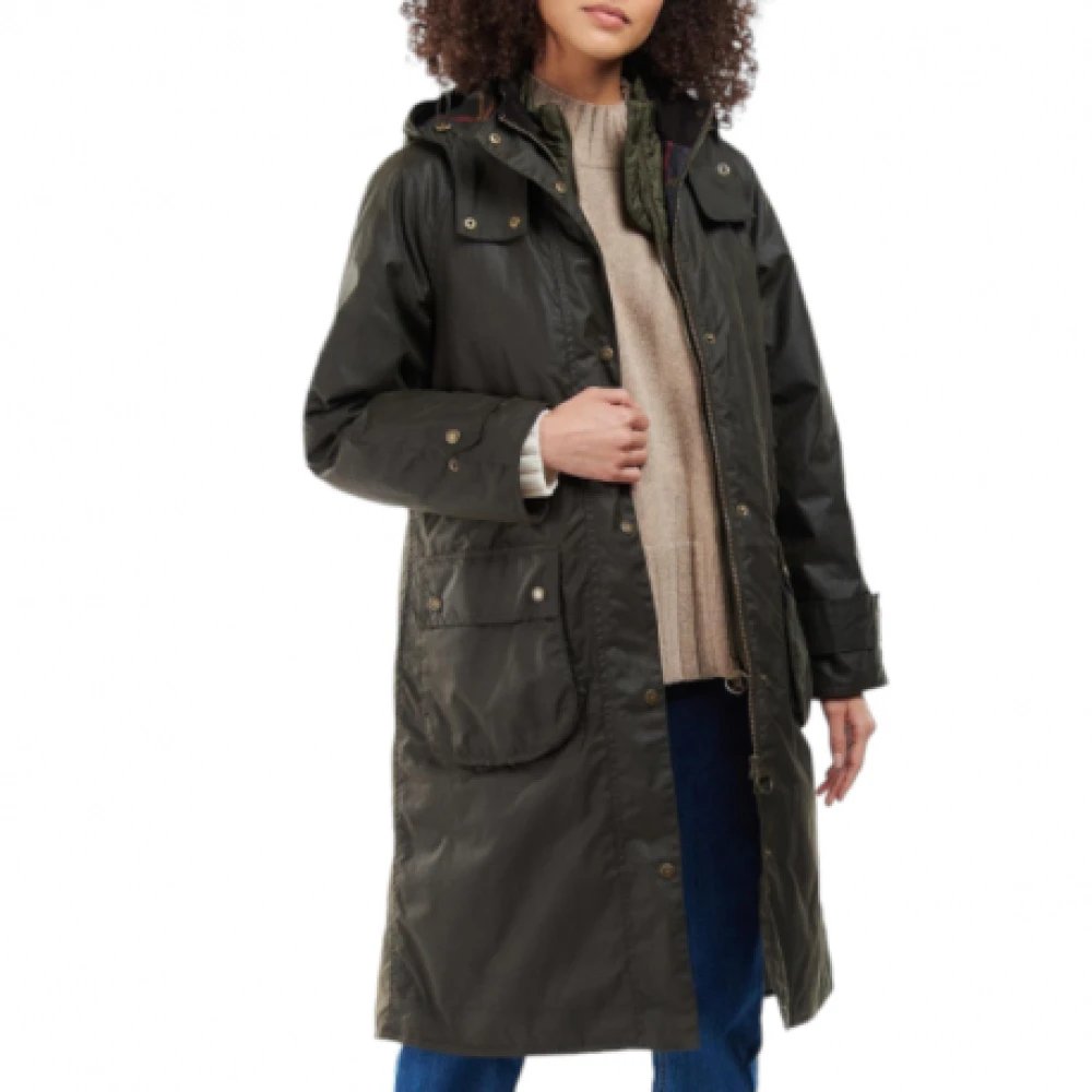 Barbour Gewaxte parka met afneembare capuchon en gewatteerde voering Green Dames