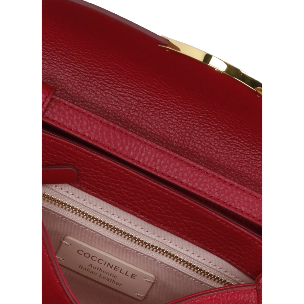 Coccinelle Rode leren schoudertas met flap Red Dames