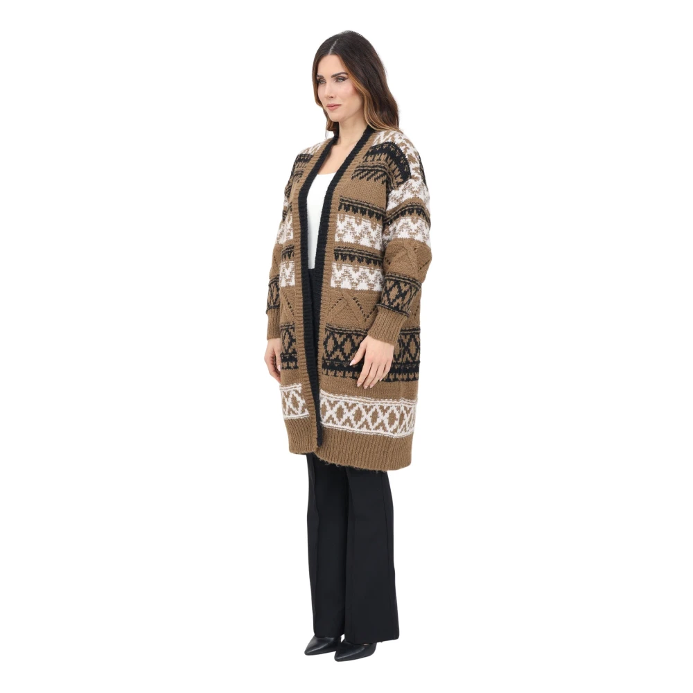 Only Geometrische Boho-Chic Cardigan Sweater Brown Dames