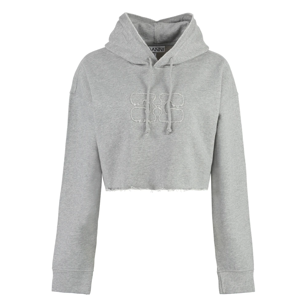 Ganni Biologisch Katoenen Hoodie Gray Dames