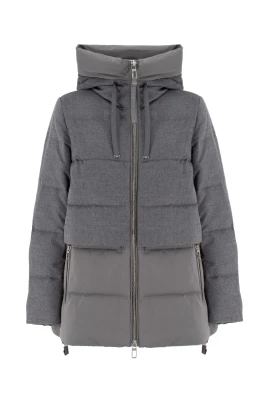Quiltad ullparka med vadderad huva