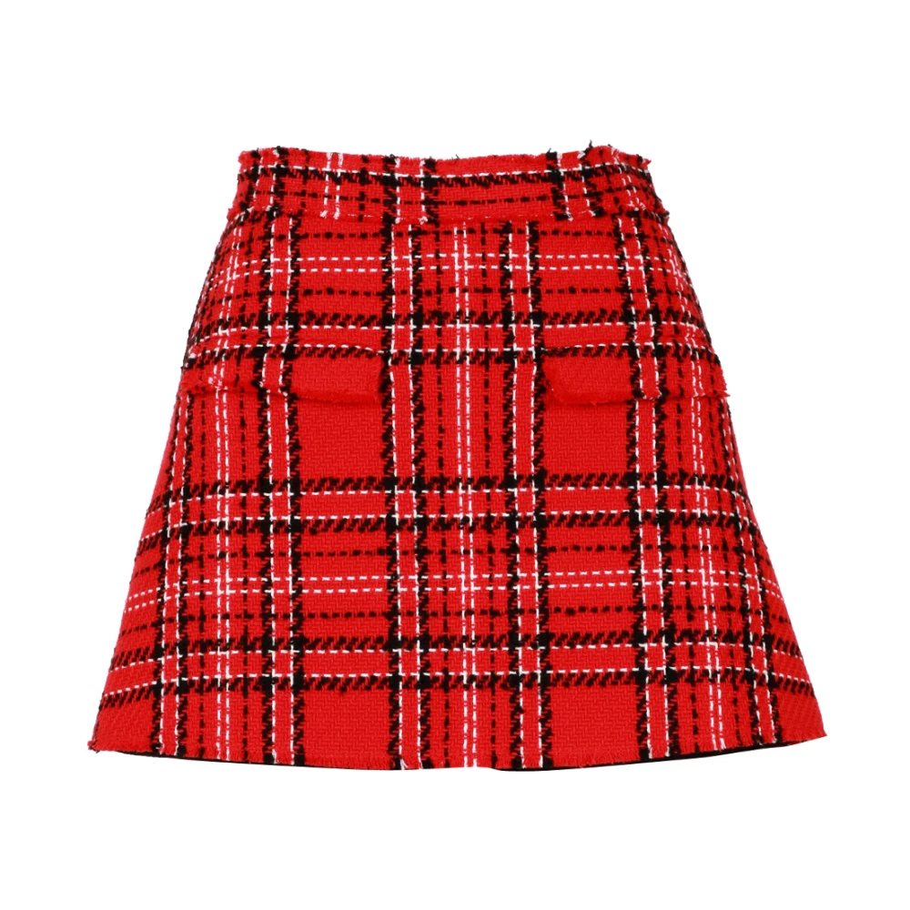 Msgm Tweed Tartan Shorts met Rok Detail Red Dames