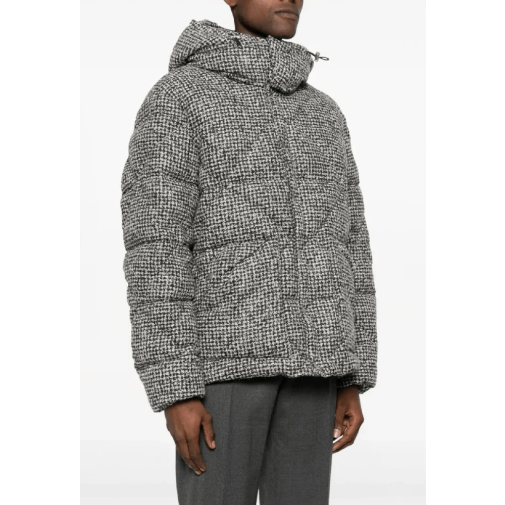 Lardini Gewatteerde Geruite Jas Black Heren
