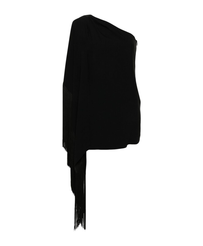 zwarte-franje-one-shoulder-jurk