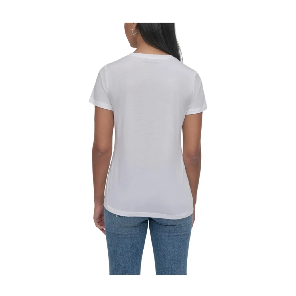 DKNY Gemengd versierd T-shirt White Dames