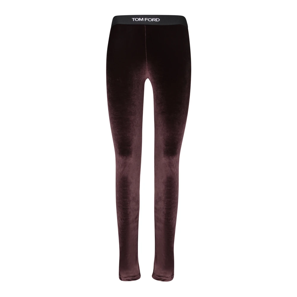 Tom Ford Brun Velvet Leggings Lyxiga Byxor Brown, Dam