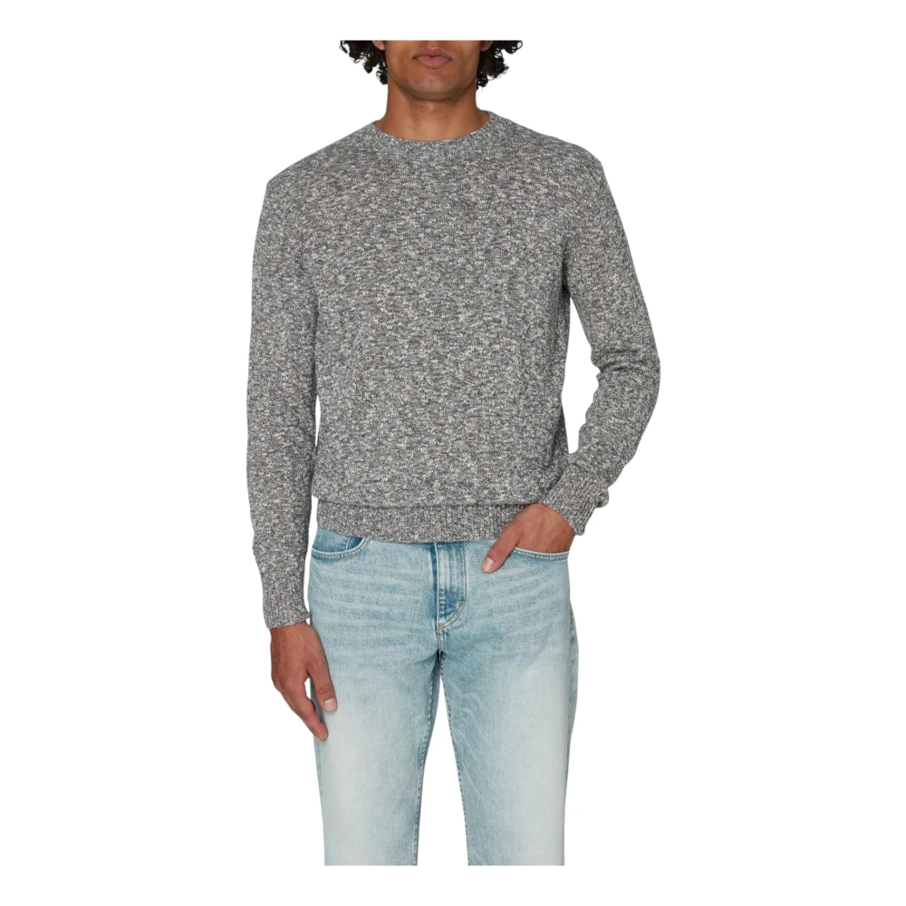 Oscar Jacobson Blauwe Micro Ronde Hals Trui Blue Heren