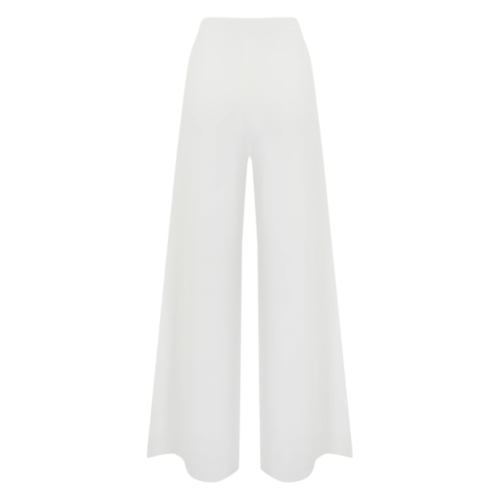 Liviana Conti Witte Viscose Wijde Pijp Broek White Dames