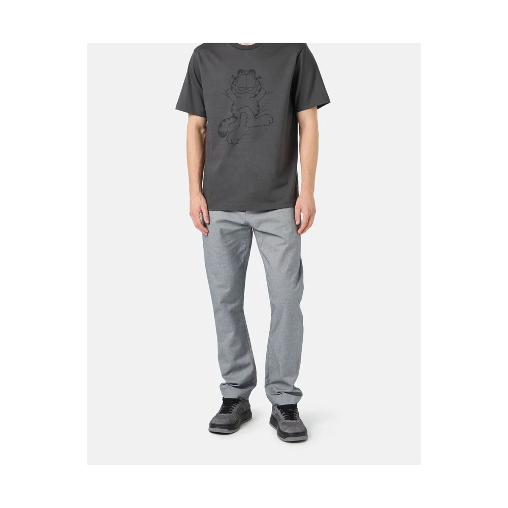 Iceberg Grijze katoenen jersey T-shirt met Lazy Garfield print Gray Heren