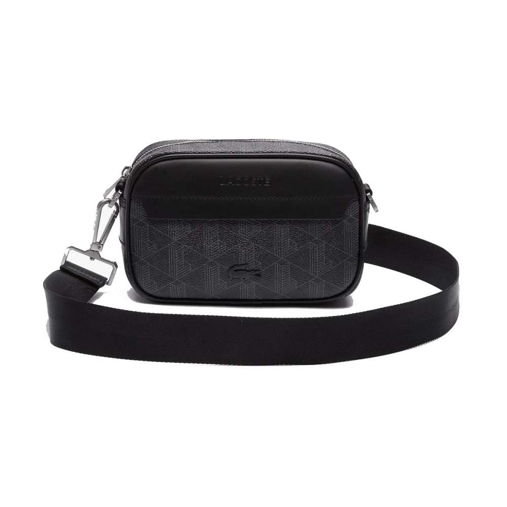 Lacoste Women's Black Monogram Canvas Shoulder Bag