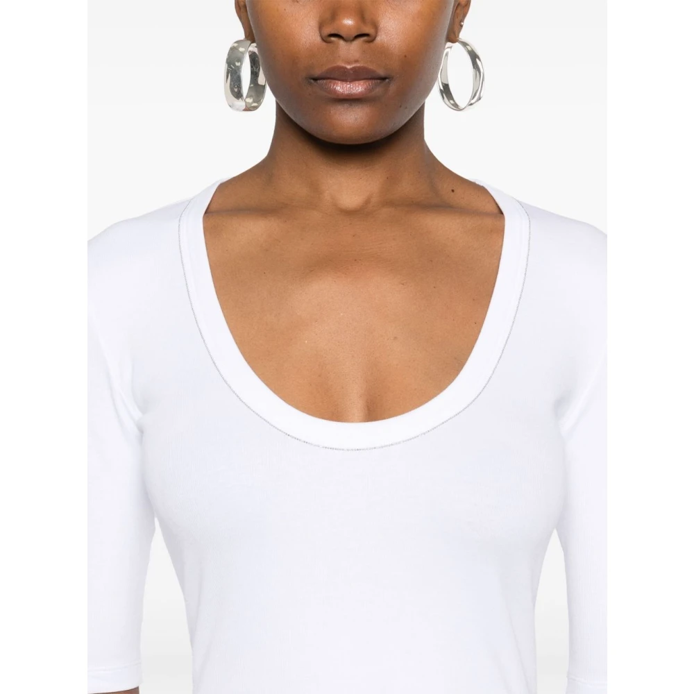 Fabiana Filippi Witte Scoop Neck T-shirts en Polo's White Dames