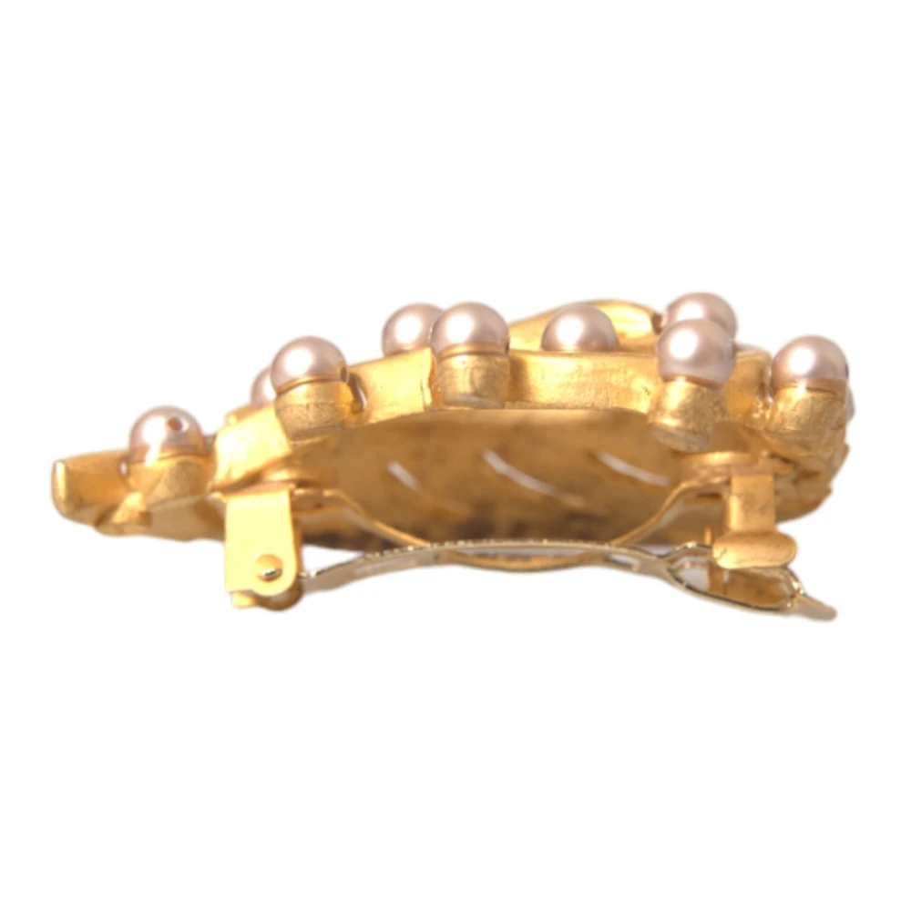 Dolce & Gabbana Gouden Blad Versierde Sieraden Haarspeld Yellow Dames