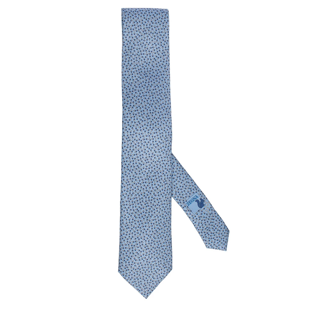 Ermenegildo Zegna Zijden Bloemen Geometrische Stropdas Blue Heren