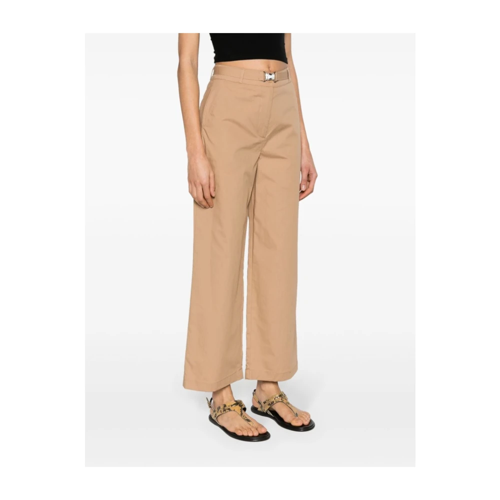 Liu Jo Beige Katoenen Rechte Hoge Taille Broek Beige Dames