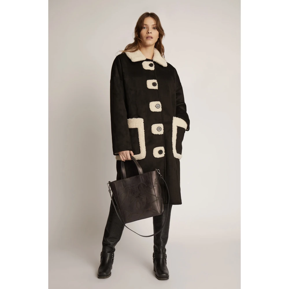 Munthe Zwarte Omkeerbare Buitenkleding met Oversized Pasvorm Black Dames