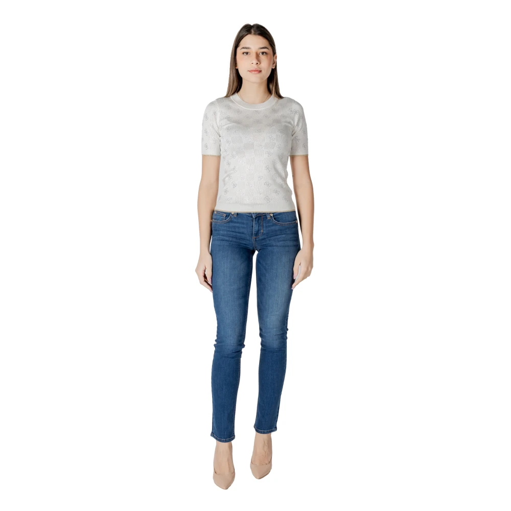 Guess Elegante korte mouw gebreide top White Dames