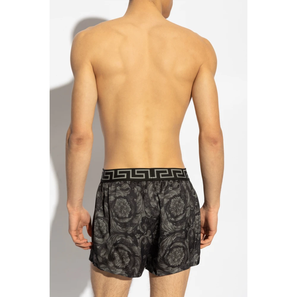 Versace Ondergoed shorts met barokpatroon Black Heren