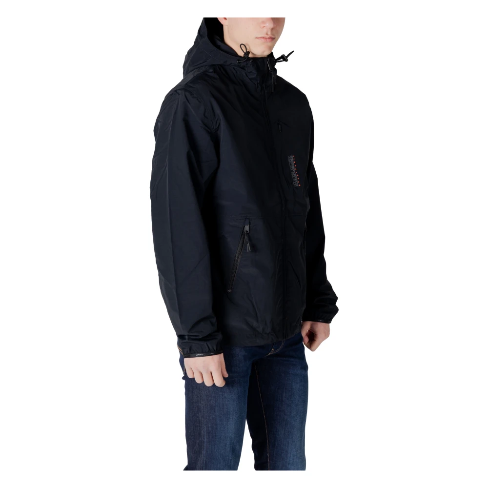 Napapijri Zwarte rits capuchonjas Black Heren