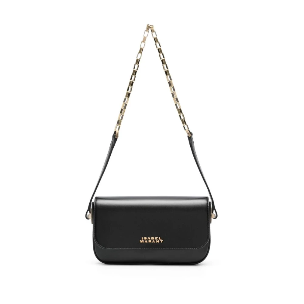 Isabel marant Zwarte leren schoudertas met ketting Black Dames