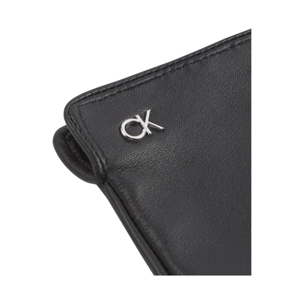 Calvin Klein Zwarte Leren Handschoenen voor Vrouwen Black Dames