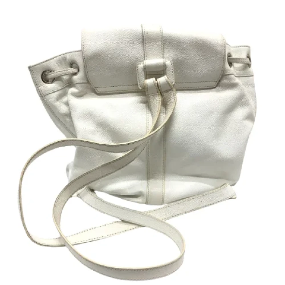 Chanel Vintage Pre-owned Leather backpacks White Dames