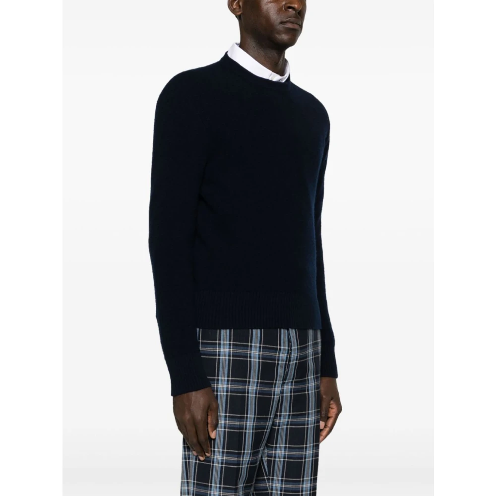 Thom Browne Blauwe Wol Logo Streep Trui Blue Heren