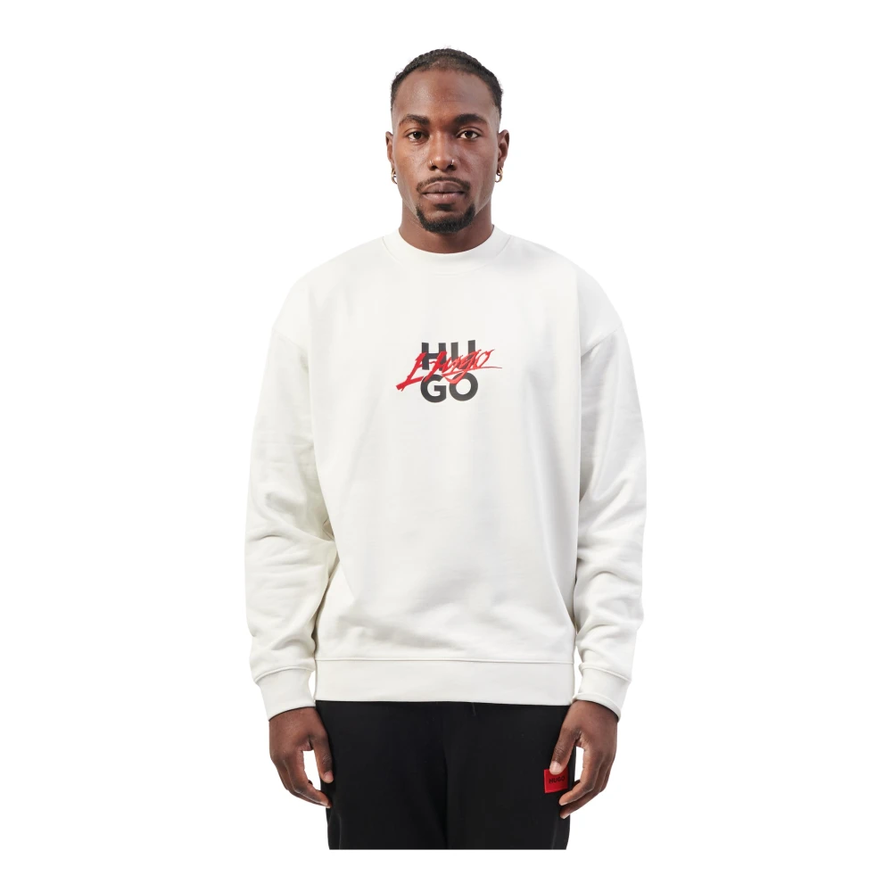 Hugo Boss Witte Sweater met Logoprint White Heren
