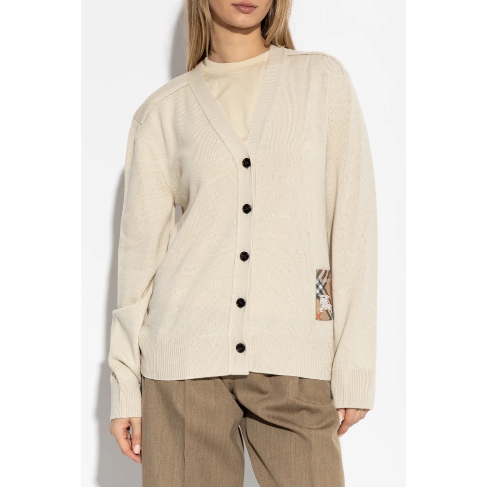 Burberry Wollen vest met logopatch Beige Dames