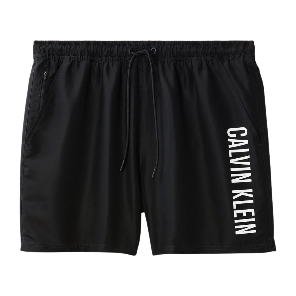 Calvin Klein Men's Black Beachwear, S, Medium Drawstring Swim Shorts