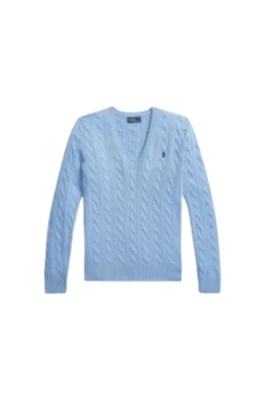 Cable-Knit Ull-Cashmere V-ringad Tröja