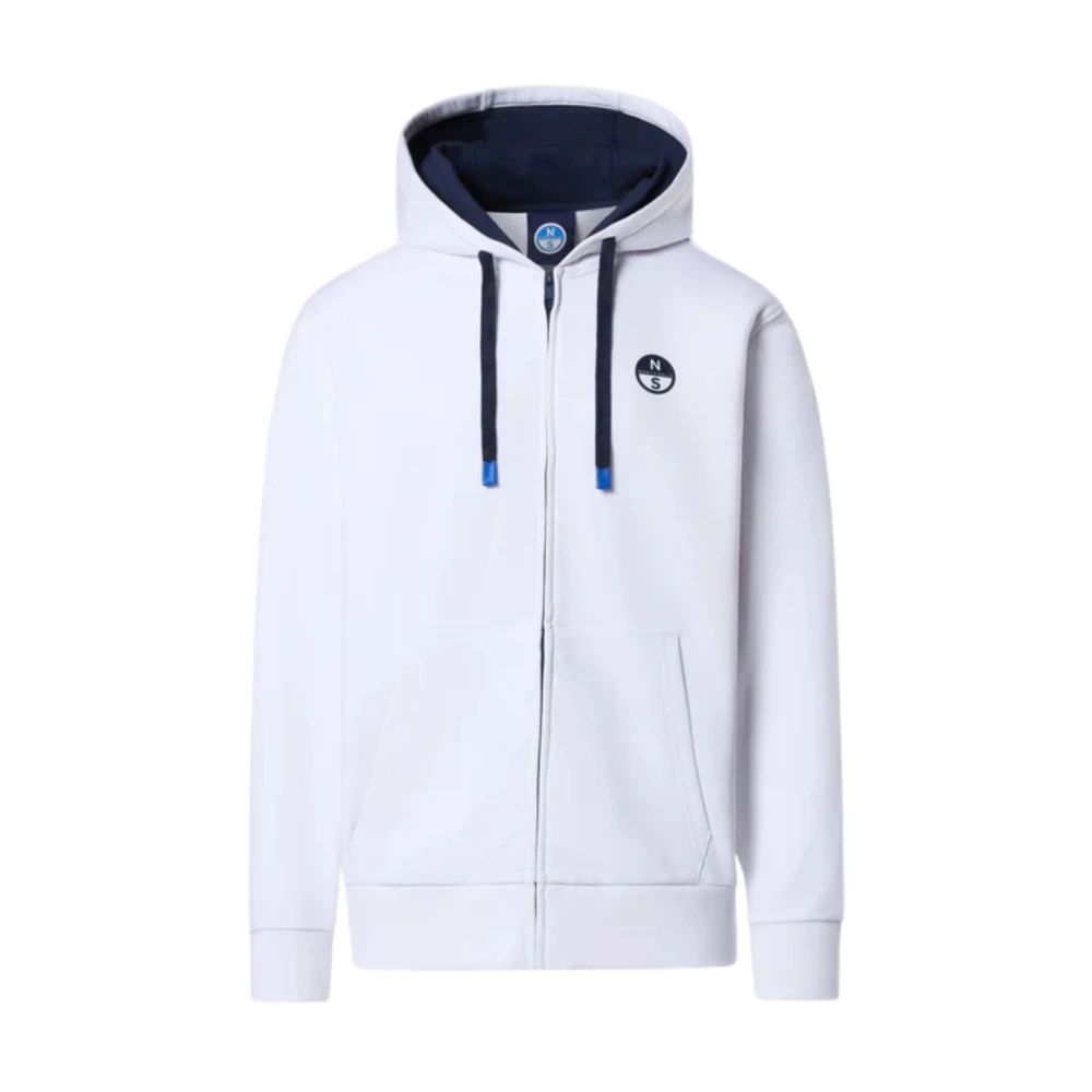 North Sails Men's White Cotton Hoodie With Full Zip