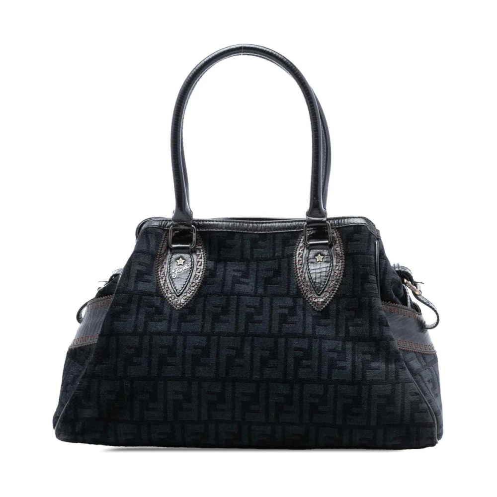 Fendi Vintage Women's Black Pre-Owned Structured Satchel Bag