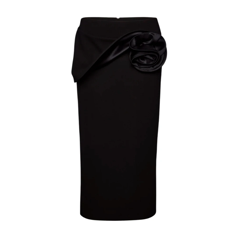 Magda Butrym Elegante Zwarte Midi Rok met Gedrapeerd Detail Black Dames