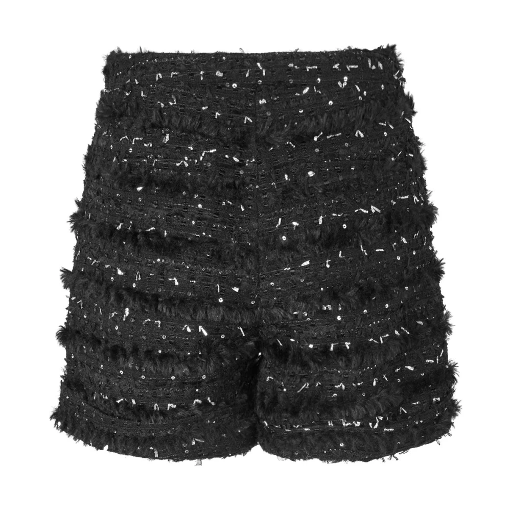 Cras Gerafelde Band Shorts Zwart Black Dames