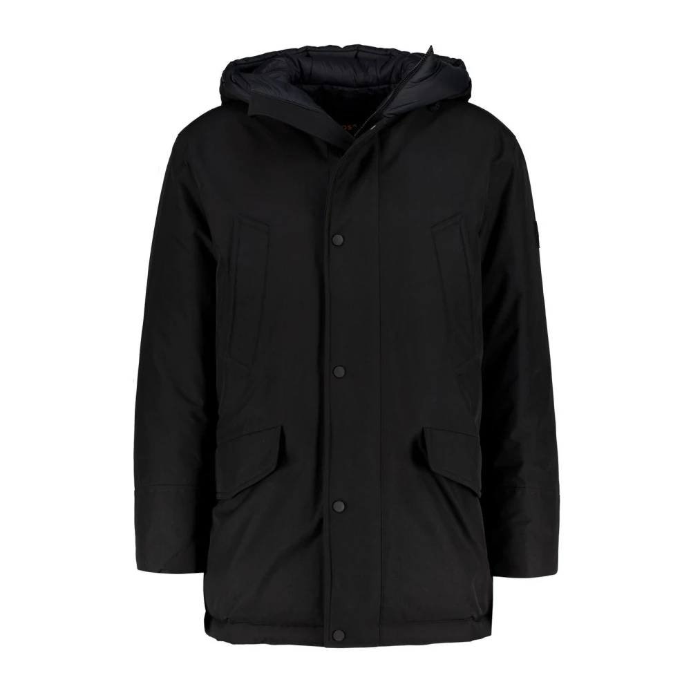 Boss Uomo Nero Parka Idrorepellente Con Targhetta Con Logo - Immagine 2